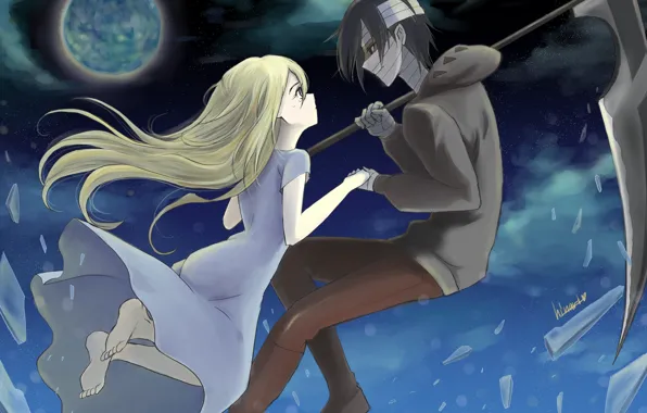 Девушка, коса, парень, двое, Ангел кровопролития, Satsuriku no Tenshi, Зак