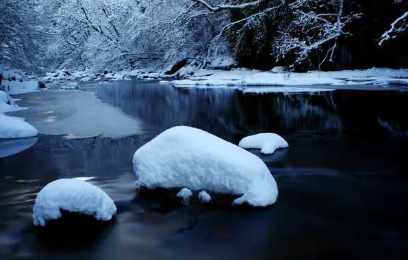 Картинка зима, снег, природа, река