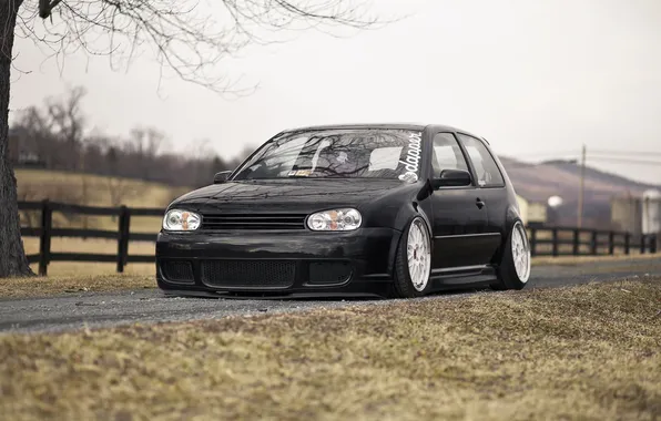 Картинка black, R32, tuning, передок, gti, low