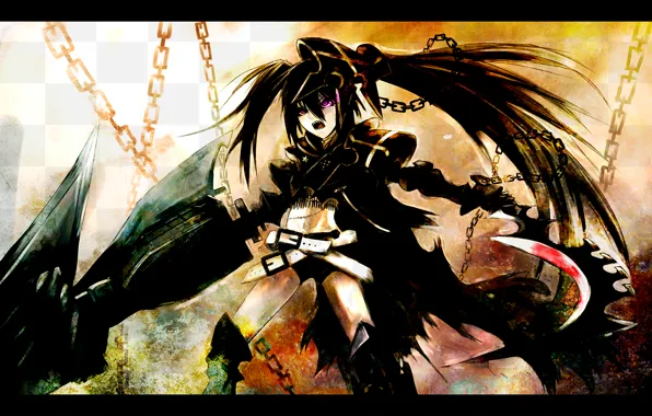 Арт, цепи, black rock shooter, art, стрелок с черной скалы, chain, brs