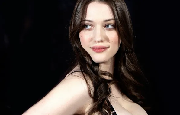 Глаза, лицо, портрет, брюнетка, губы, бюст, Kat Dennings