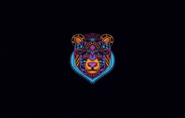 Минимализм, Неон, Стиль, Медведь, Фон, Арт, Art, Abstract