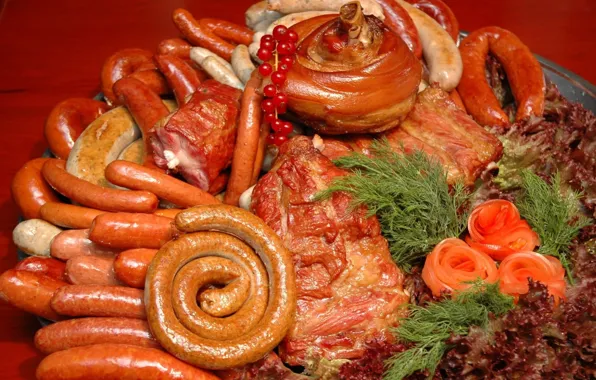 Еда, мясо, колбаса, колбасы