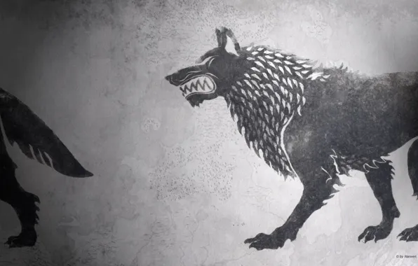 Картинка game of thrones, a song of ice and fire, fan art, House Stark, HBO, darewolf