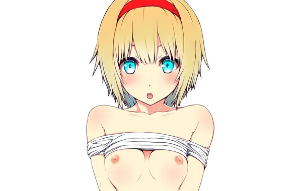 Girl, sexy, blouse, erect nipples, nipples, boobs, anime, beautiful
