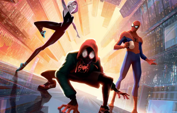 Фантастика, мультфильм, арт, комикс, Человек-паук: Через вселенные, Spider-Man: Into the Spider-Verse