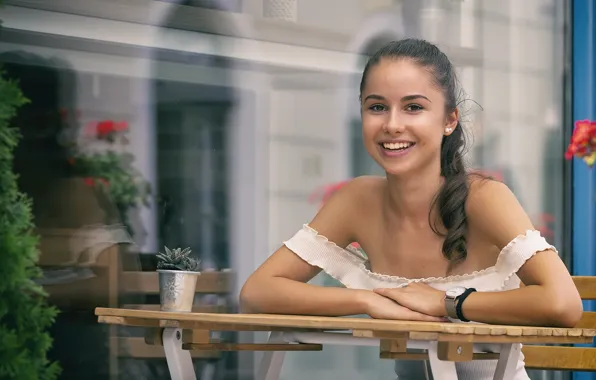 Картинка девушка, улыбка, фон