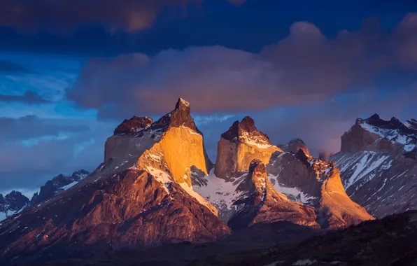 Облака, горы, природа, скалы, Чили, Chile, Patagonia, Патагония