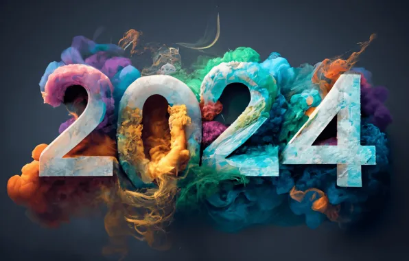 Цифры, Новый год, дата, 2024