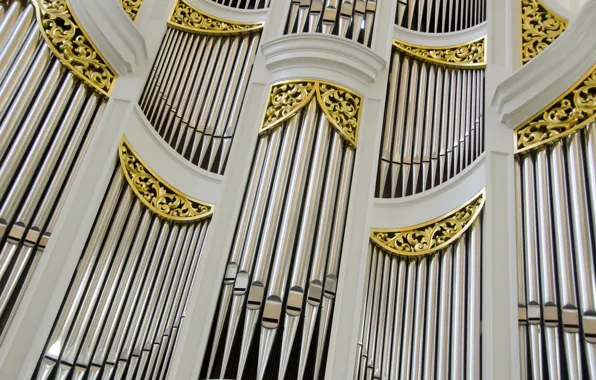 Трубы, собор, зал, инструмент, орган