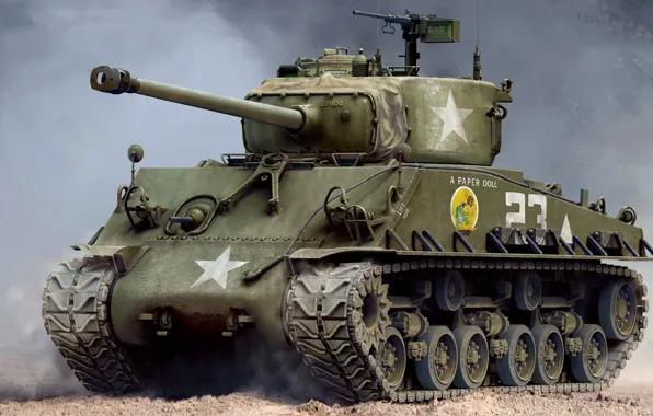 Картинка США, Шерман, Sherman, основной американский средний танк, M4A3E8