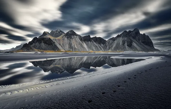 Море, берег, Vestrahorn Islande