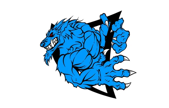 Голубой, волк, красные глаза, blue, red eyes, wolf