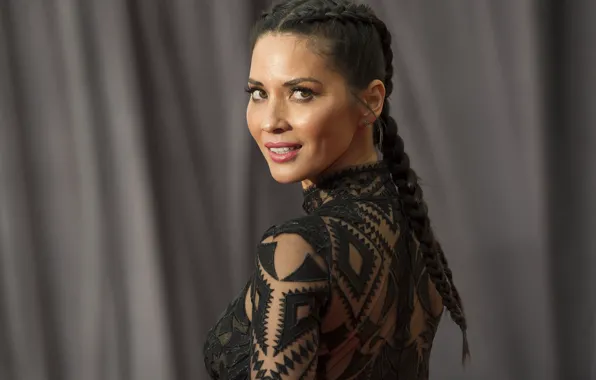 Взгляд, поза, модель, макияж, актриса, брюнетка, Olivia Munn, телеведущая