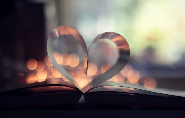 Сердце, книга, книжка, страницы, боке