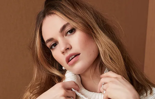 Девушка, лицо, кольца, актриса, губы, красотка, Elle, взгля