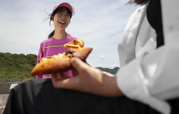 Pizza, people, snack, enjoying, outdoors