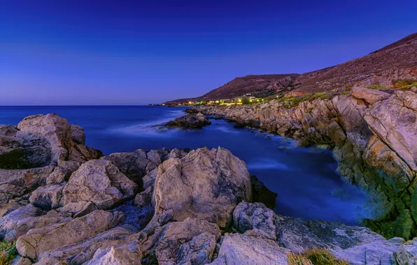 Картинка море, природа, камни, фото, побережье, Греция, Kriti