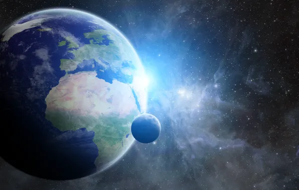Light, moon, planet, rendering