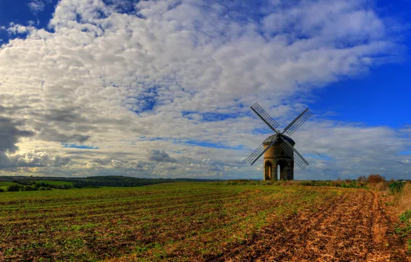 Поле, осень, небо, трава, облака, природа, синева, Англия