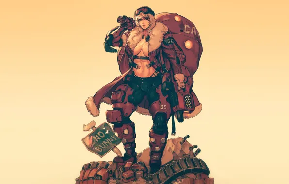 Девушка, Минимализм, Fantasy, Арт, Art, Merry Christmas, Секси, Santa
