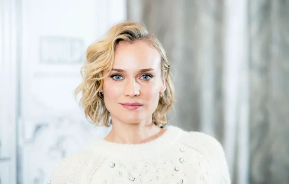 Взгляд, девушка, лицо, улыбка, макияж, актриса, блондинка, Diane Kruger