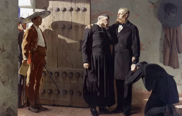 Картина, жанровая, Jean-Paul Laurens, Жан-Поль Лоренс, Мексиканский Император Максимилиан Перед Казнью