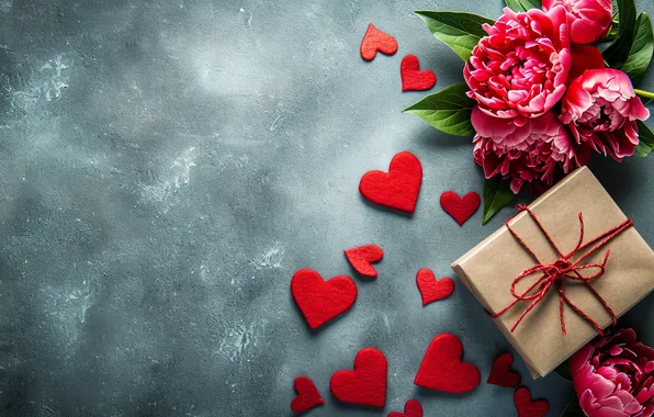 Картинка любовь, цветы, подарок, романтика, love, happy, День святого Валентина, heart