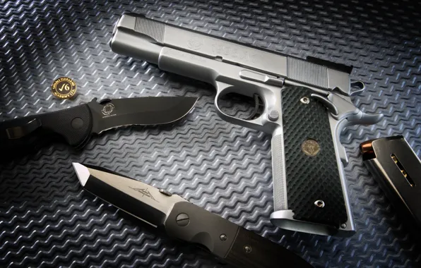 Пистолет, Обои, Ствол, Оружие, Ножи, Gun, Магазин, Photo