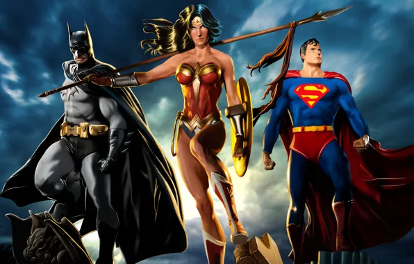 Картинка Wonder Woman, Batman, Superman, DC Comics, Bruce Wayne