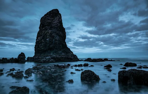 Море, скала, камни, Орегон, США, Кэннон Бич