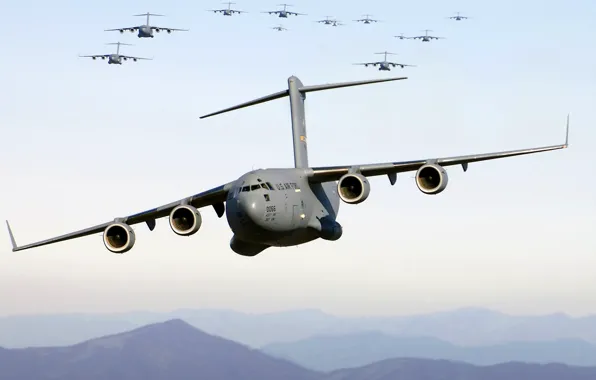 Картинка небо, горы, армада, AC-130, Lockheed, самолет поддержки