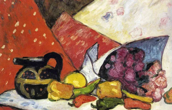 Картинка чайник, натюрморт, овощи, букет цветов, Франсис Пикабиа