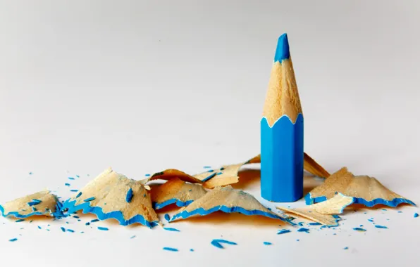 Blue, pencil, tip, shavings