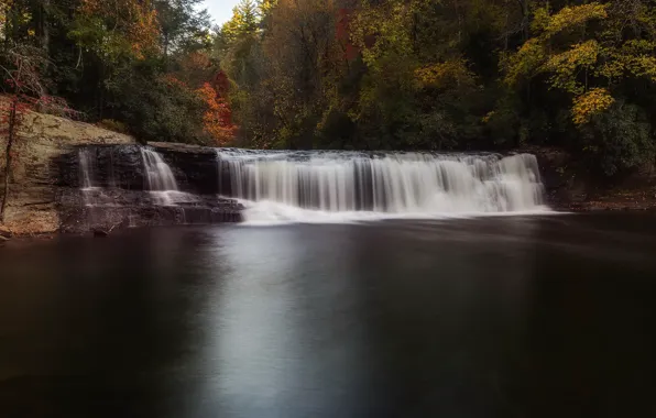 Природа, скалы, берег, водопад, поток