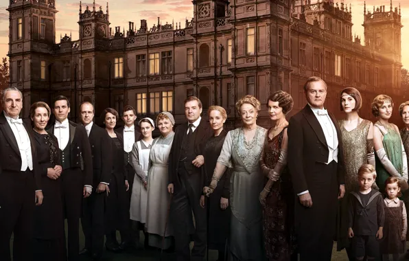 Коллаж, сериал, актеры, драма, персонажи, Аббатство Даунтон