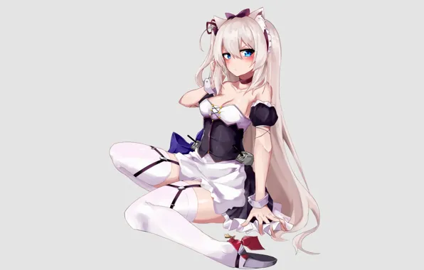 Girl, sexy, cleavage, thighhighs, long hair, dress, boobs, anime