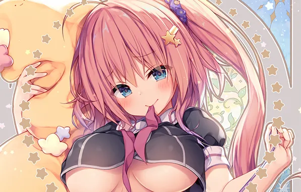 Girl, sexy, cleavage, long hair, boobs, anime, beautiful, pretty