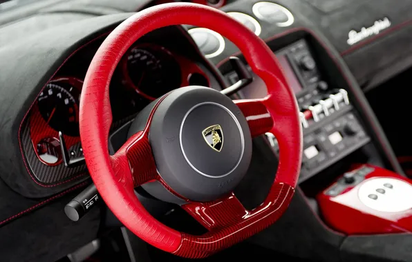 Картинка Lamborghini, red, Car, interior, dashboard, instrument panel