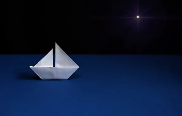 Картинка море, корабль, арт, оригами