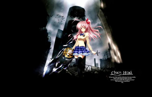 Картинка девушка, меч, аниме, Хаос Вершина, Chaos;Head