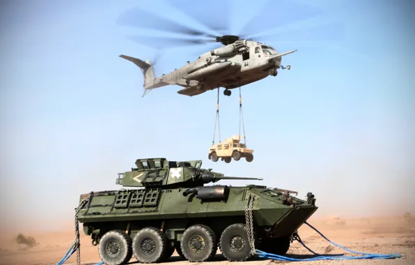 Картинка вертолёт, Hummer, военный, боевая машина, транспортный, тяжёлый, доставка, Super Stallion