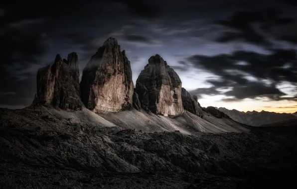 Картинка облака, горы, сумерки