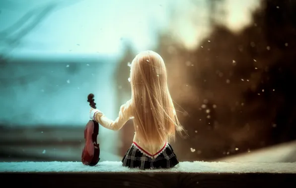 Картинка скрипка, кукла, Serenade of snow