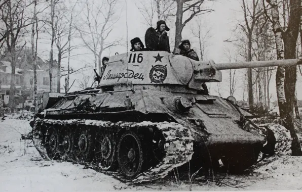 Картинка фото, танк, советский, средний, Т-34-85, Ленинград