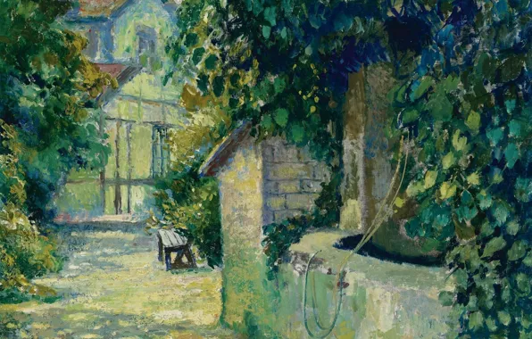 Картина, городской пейзаж, Georges Henri Manzana Pissarro, Жорж-Анри Манзана-Писсарро, Колодец в Ментоне