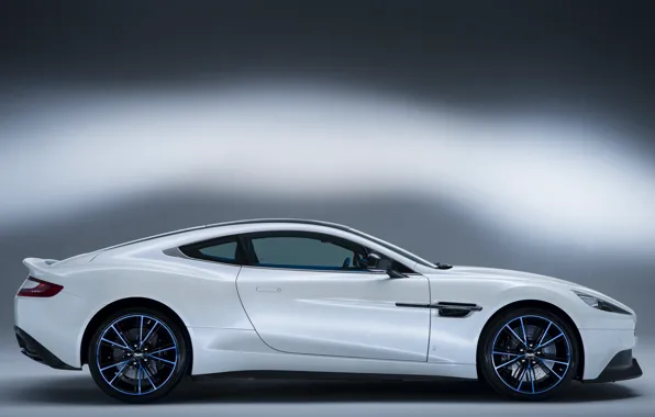 Авто, белый, Aston Martin, вид сбоку, Vanquish Q