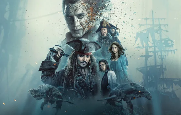 Картинка Johnny Depp, Jack Sparrow, Пираты Карибского Моря:, Pirates Of The Caribbean: Dead Men Tell No …