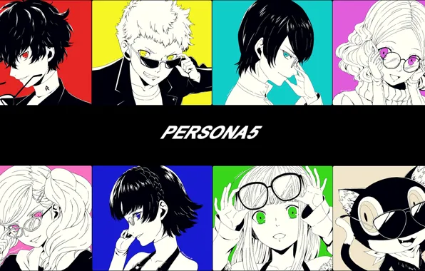 Коллаж, игра, аниме, арт, персонажи, Persona 5, Персона 5