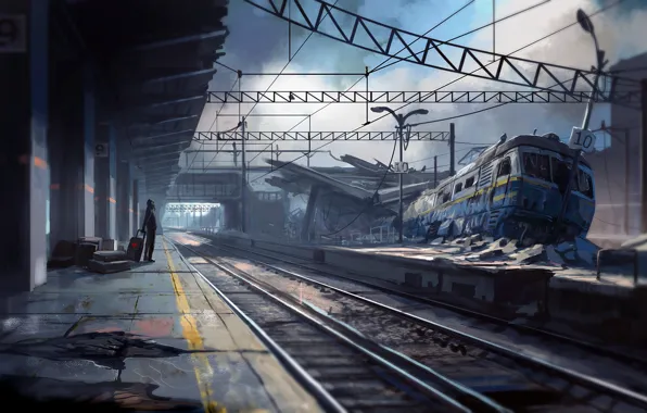 Картинка авария, вокзал, ожидание, Romantically Apocalyptic, train